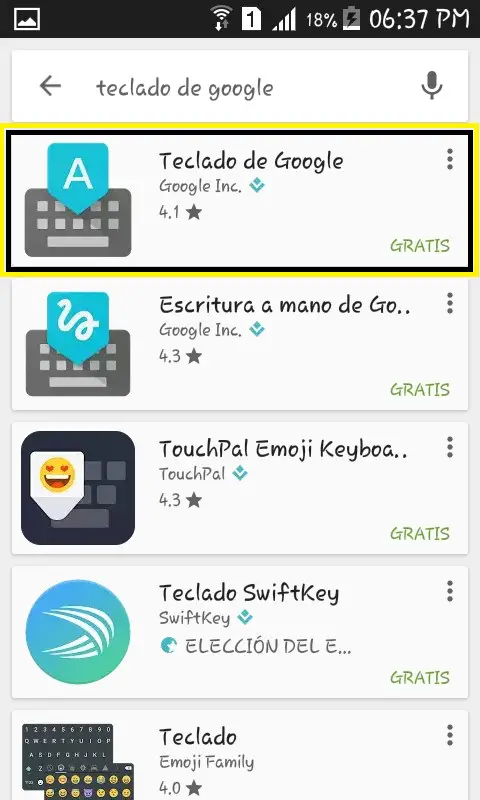 telefono android teclado