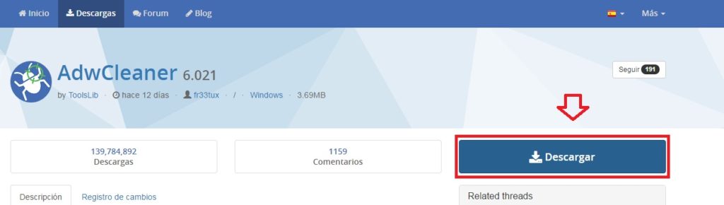 limpiar navegador AdwCleaner