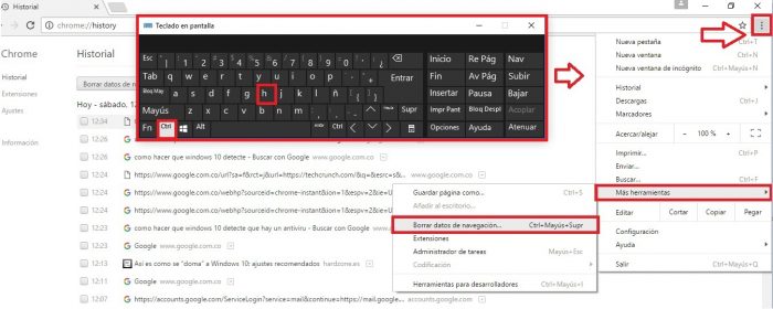 eliminar historial chrome