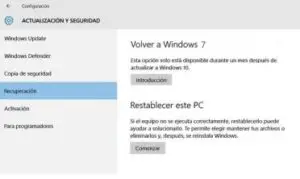 Cómo volver a Windows 7 o 8.1 desde windows 10