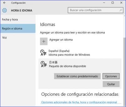 como cambiar el idioma windows 10