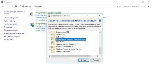 activar bash windows 10