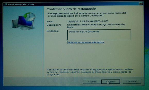 opciones de recuperacion del sistema