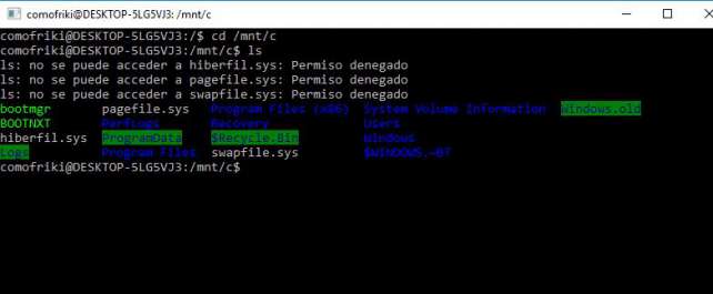 Acceder a archivos desde el Bash de Windows