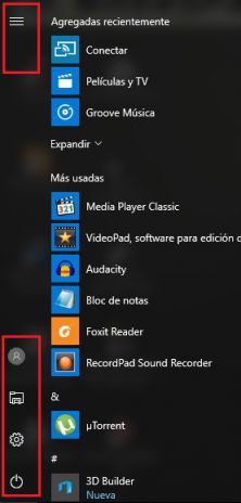 menu de inicio para windows 10