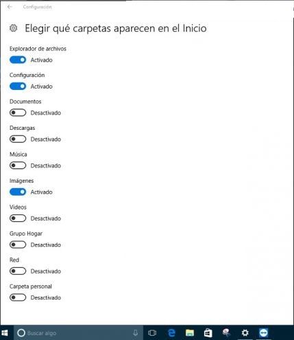 configurar menu inicio windows 10
