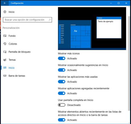 inicio de windows 10