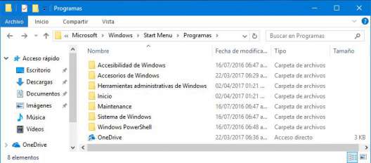 menú Inicio de Windows 10 personalizar