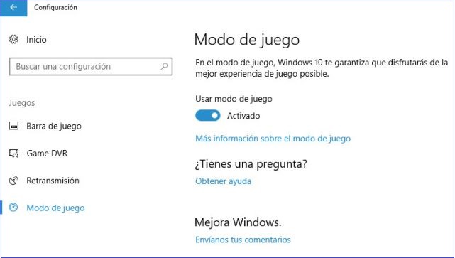 modo juego windows 10 creators update