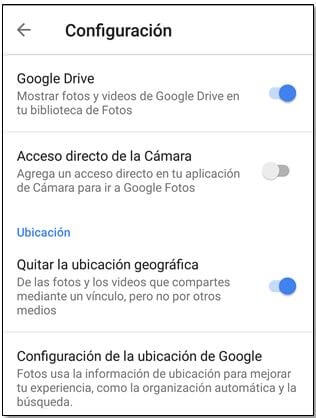 configuracion google fotos