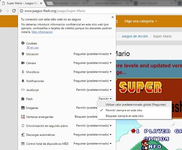 inhabilitar adobe flash player