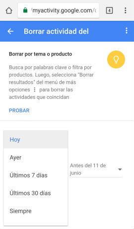 eliminar historial google