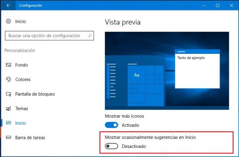 quitar publicidad windows 10
