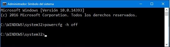 eliminar archivo de hibernacion windows 10