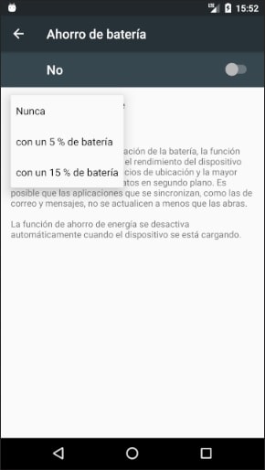 modo de ahorro de bateria