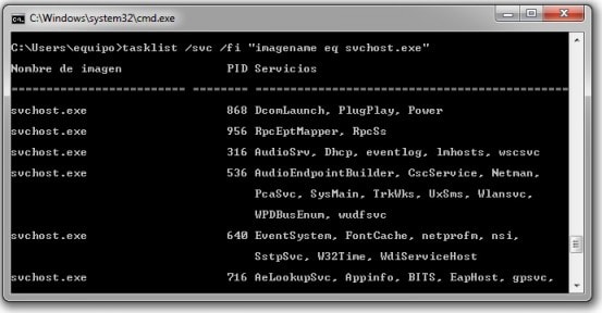proceso svchost.exe consume mucha cpu