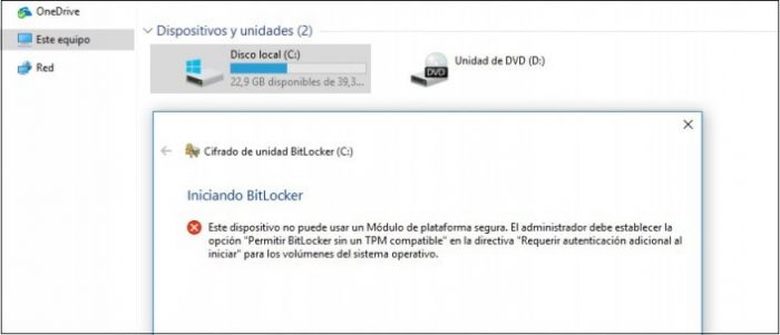 bitlocker sin tpm permitir bitlocker sin un tpm compatible