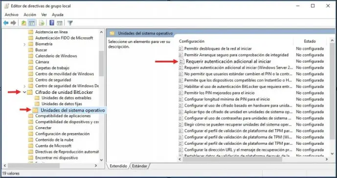 permitir bitlocker sin tpm