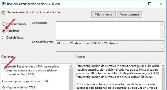 como activar bitlocker sin tpm