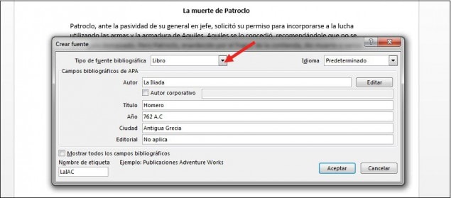 como poner las citas en word