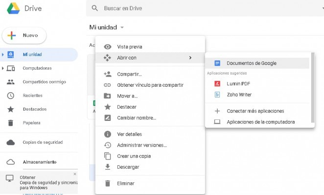 compartir archivos en drive