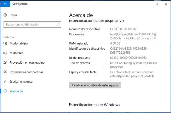 ver las especificaciones de mi Windows 10 - ComoFriki