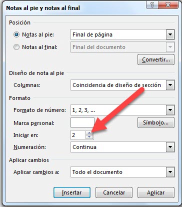 notas al pie y notas al final word 2010