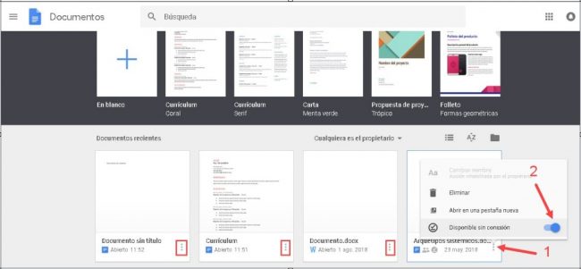google docs trabajar sin conexion