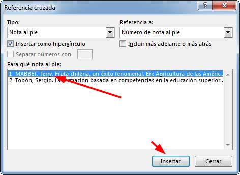 referencia cruzada word
