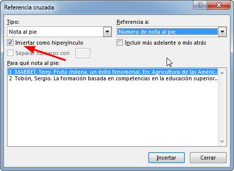 como referenciar en word