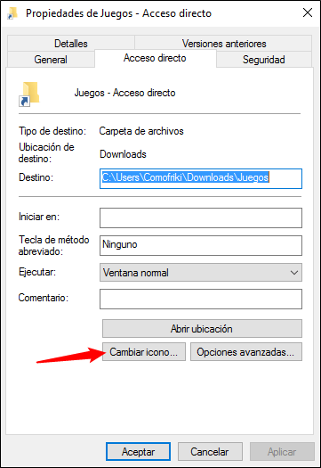 como cambiar iconos de acceso directo en windows 10