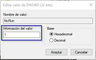 setear informacion del valor