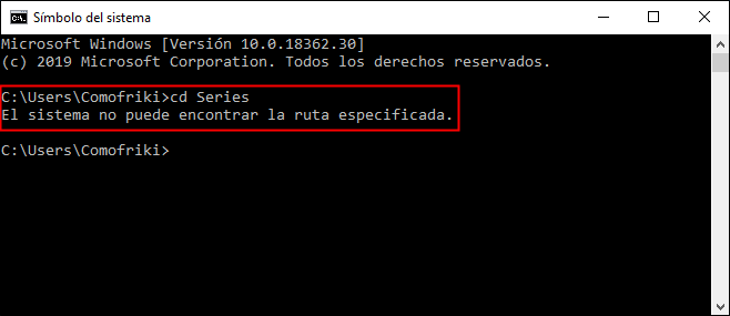 error ruta especificada
