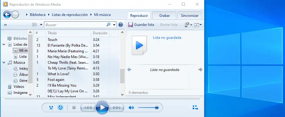 servicio compartido reproductor de windows