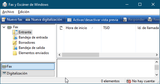 servicio fax y escáner de windows