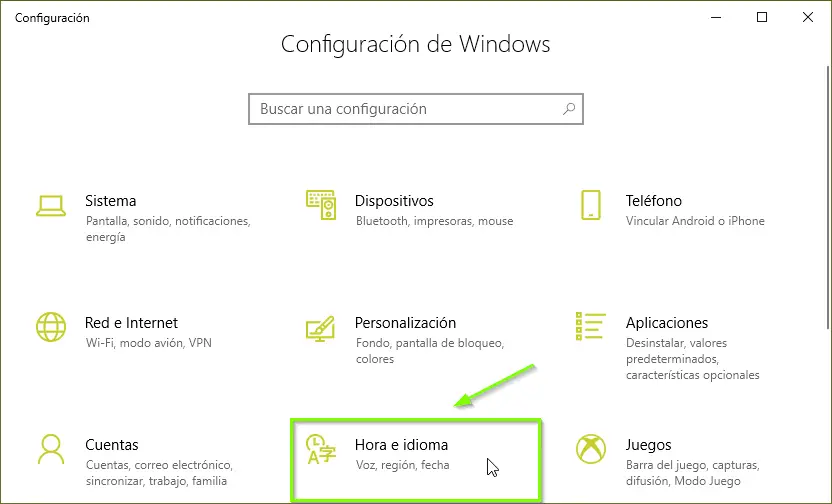 configuración windows